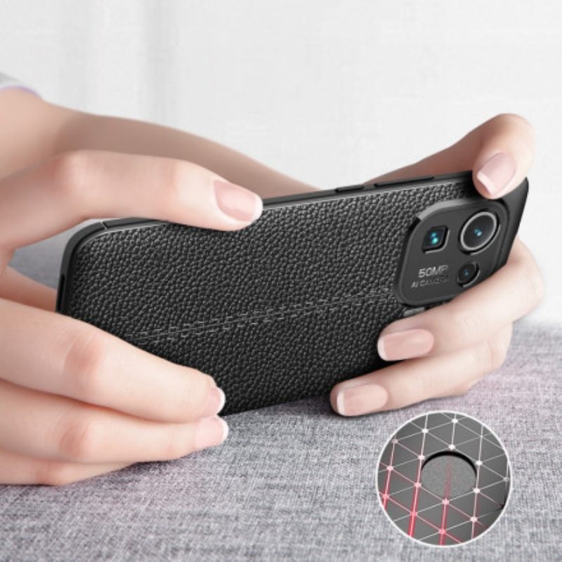 Cover Xiaomi Mi 11 Pro Doppia Linea Litchi Effetto Pelle