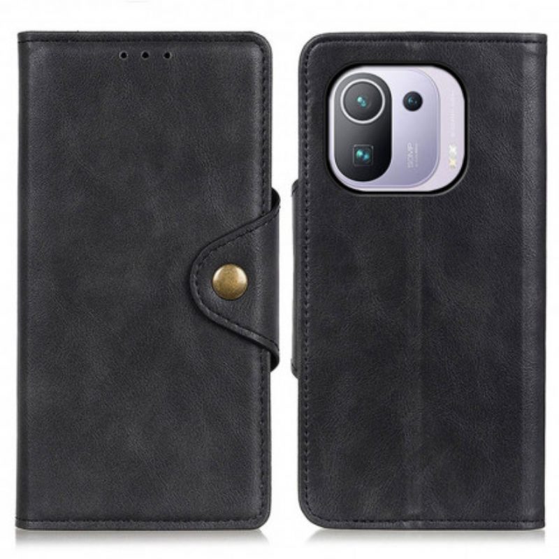 Custodia in pelle Xiaomi Mi 11 Pro Bottone In Ecopelle