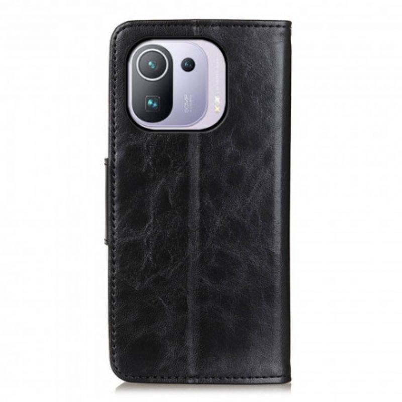 Custodia in pelle Xiaomi Mi 11 Pro Chiusura Reversibile In Pelle Crosta