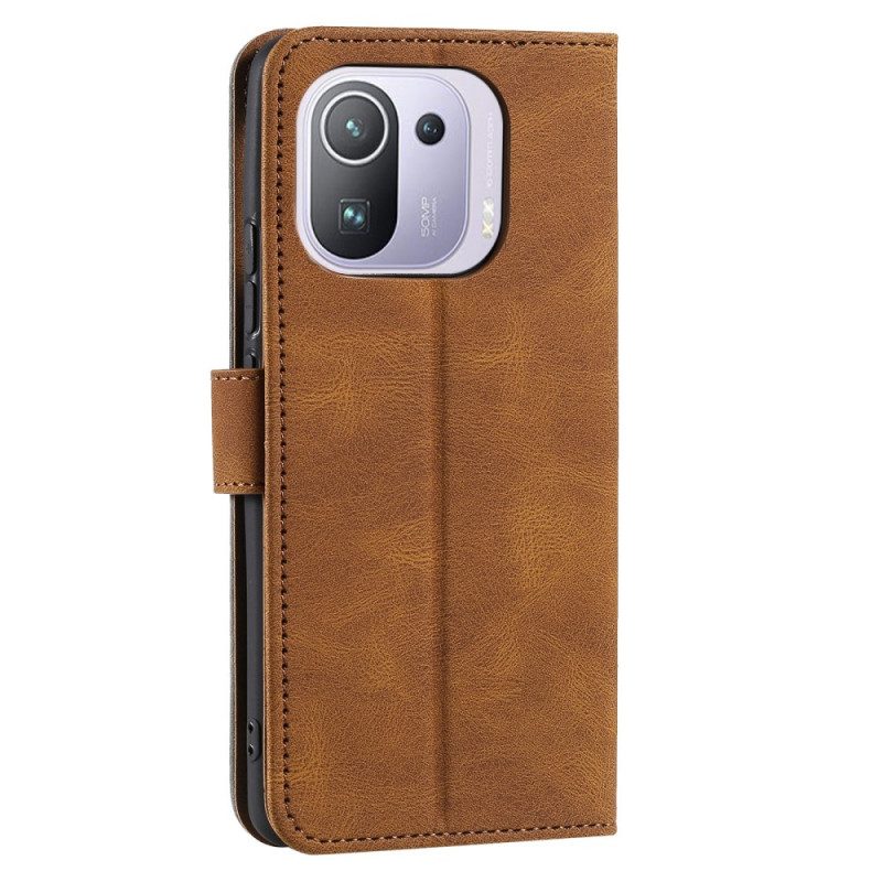 Custodia in pelle Xiaomi Mi 11 Pro Rivetti Bicolore In Ecopelle
