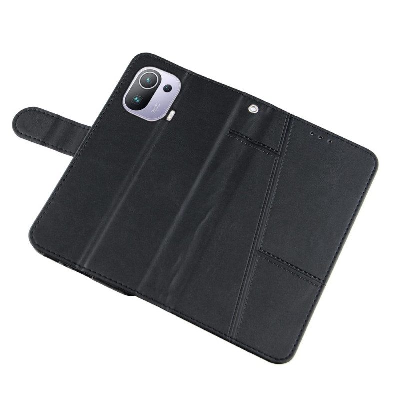 Custodia in pelle Xiaomi Mi 11 Pro Strappy Stile Geometrico In Pelle