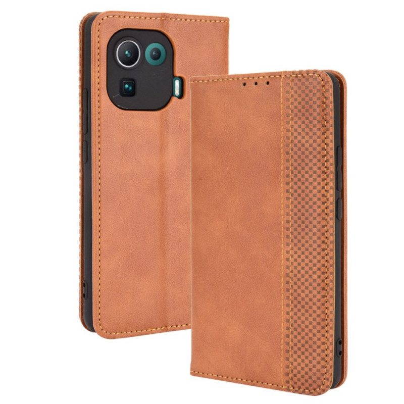 Folio Cover Xiaomi Mi 11 Pro Custodia in pelle Effetto Pelle Vintage Stilizzato