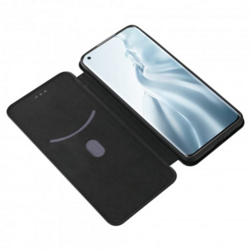 Folio Cover Xiaomi Mi 11 Pro Custodia in pelle Fibra Di Carbonio Con Anello Di Supporto
