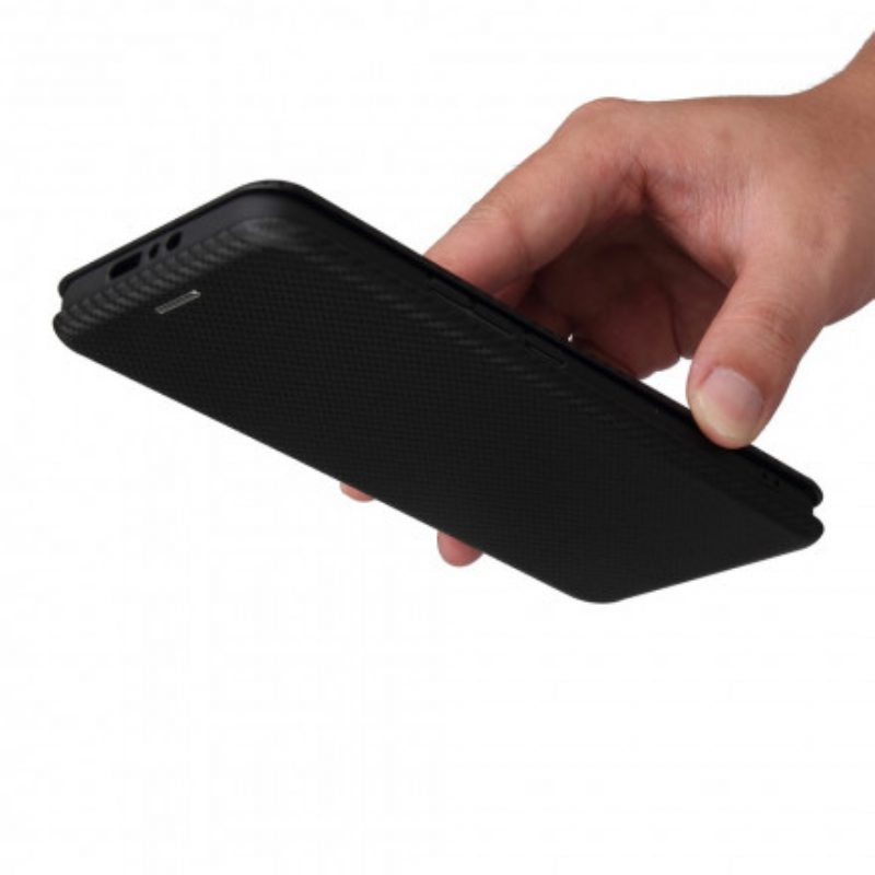Folio Cover Xiaomi Mi 11 Pro Custodia in pelle Fibra Di Carbonio Con Anello Di Supporto