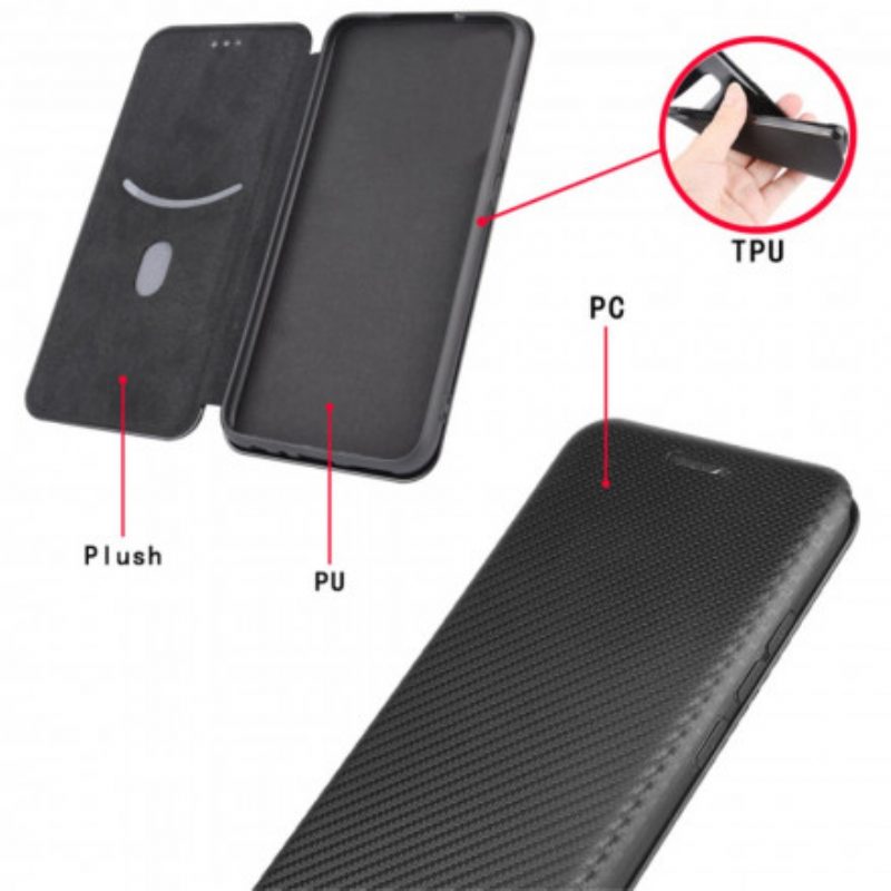 Folio Cover Xiaomi Mi 11 Pro Custodia in pelle Fibra Di Carbonio Con Anello Di Supporto
