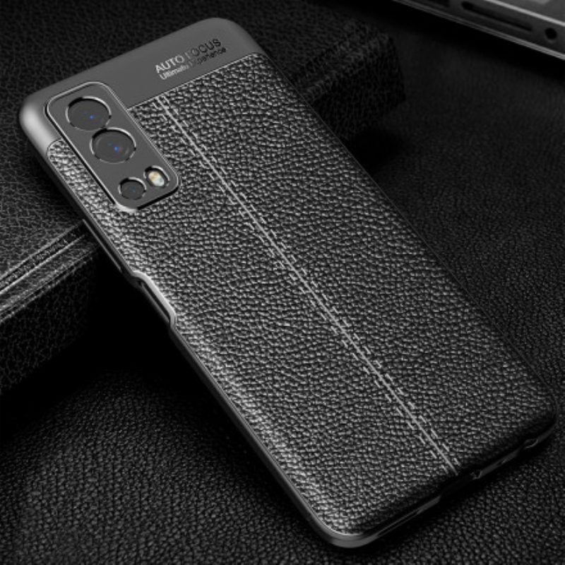 Cover Vivo Y72 5G Doppia Linea Litchi Effetto Pelle