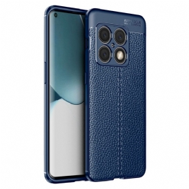 Cover OnePlus 10 Pro 5G Doppia Linea Litchi Effetto Pelle