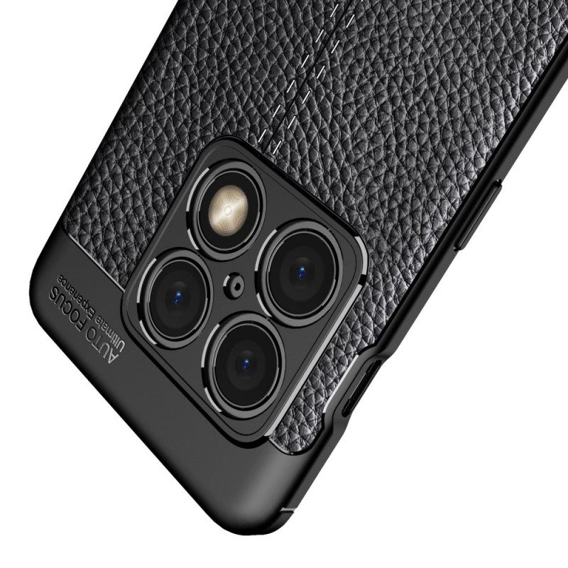 Cover OnePlus 10 Pro 5G Doppia Linea Litchi Effetto Pelle
