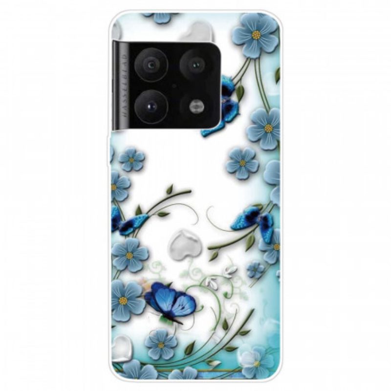 Cover OnePlus 10 Pro 5G Farfalle E Fiori Retrò