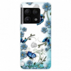 Cover OnePlus 10 Pro 5G Farfalle E Fiori Retrò