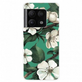 Cover OnePlus 10 Pro 5G Fiori Bianchi Dipinti