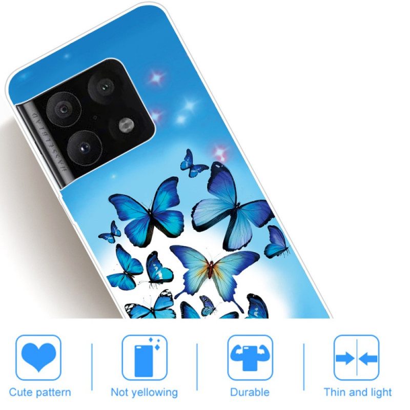 Cover OnePlus 10 Pro 5G Volo Di Farfalle Blu