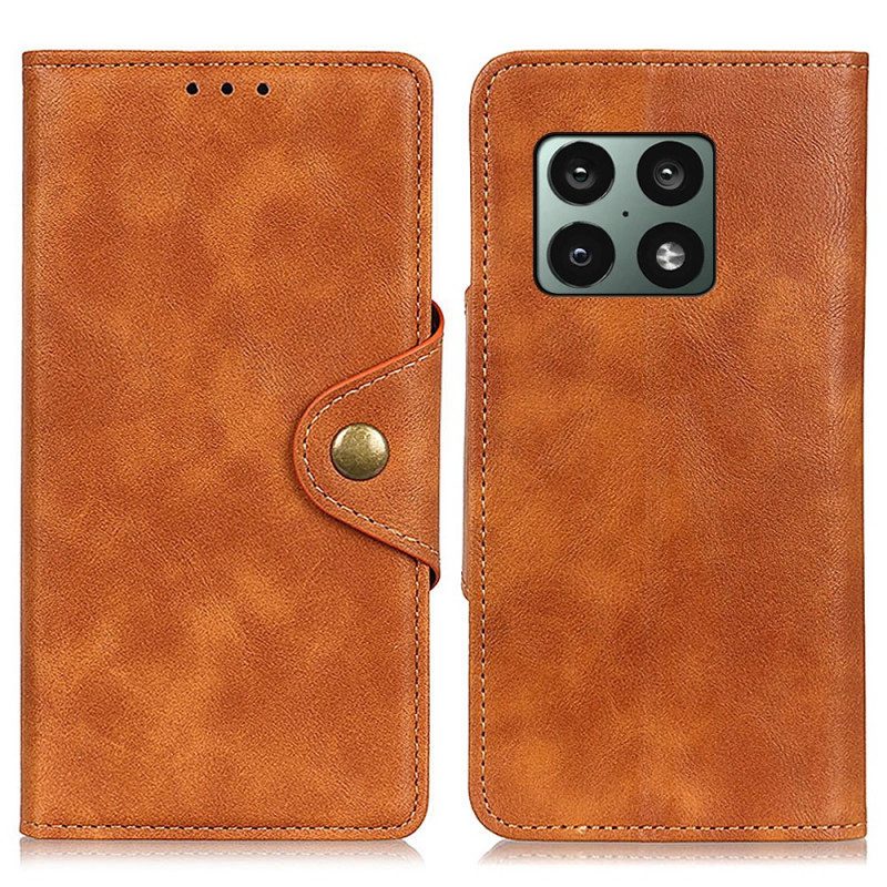 Custodia in pelle OnePlus 10 Pro 5G Ecopelle Vintage E Bottone