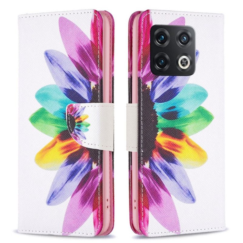 Custodia in pelle OnePlus 10 Pro 5G Fiore Dell'acquerello