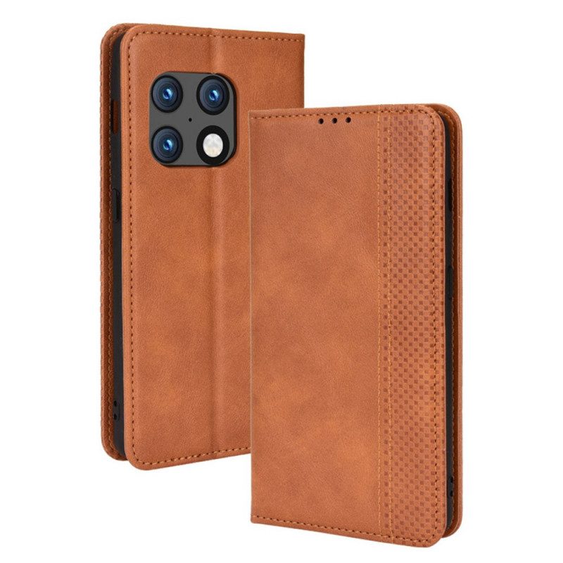 Folio Cover OnePlus 10 Pro 5G Custodia in pelle Effetto Pelle Vintage Stilizzato