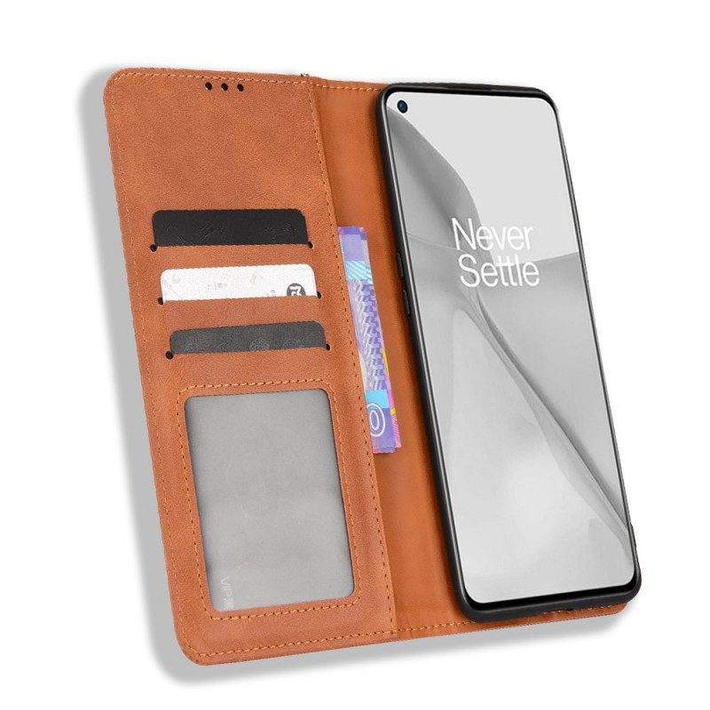 Folio Cover OnePlus 10 Pro 5G Custodia in pelle Effetto Pelle Vintage Stilizzato