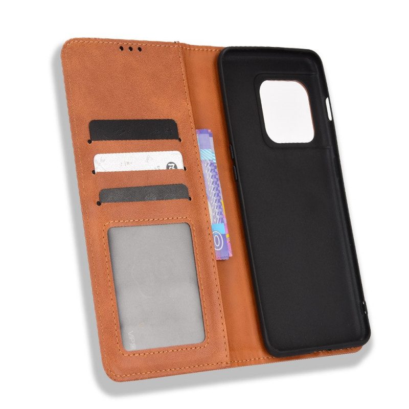 Folio Cover OnePlus 10 Pro 5G Custodia in pelle Effetto Pelle Vintage Stilizzato