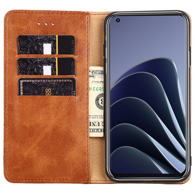 Folio Cover OnePlus 10 Pro 5G Custodia in pelle Rivetti Decorativi