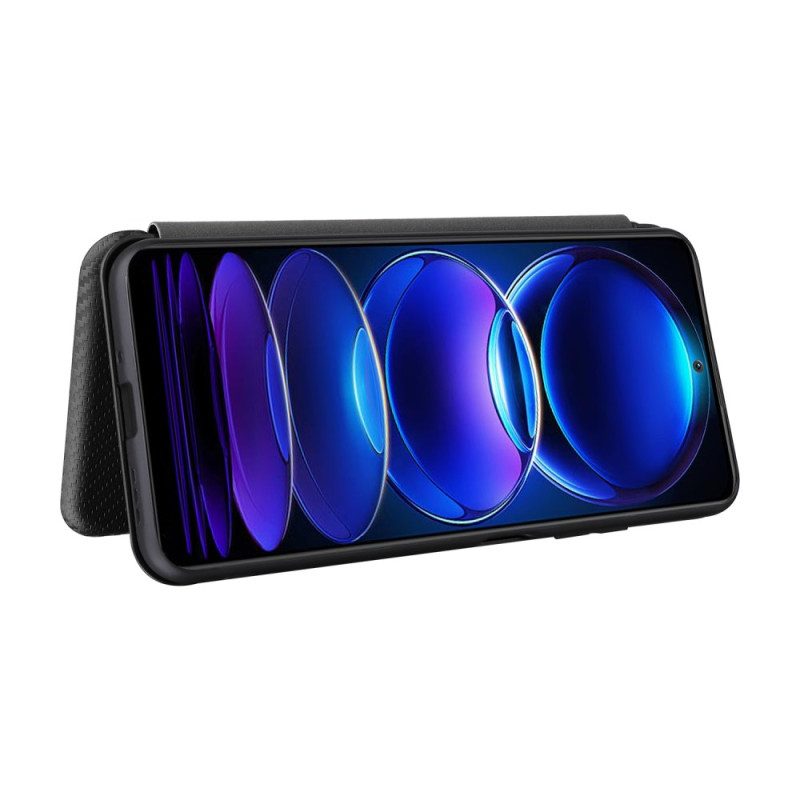Folio Cover Poco X5 5G Custodia in pelle Fibra Di Carbonio