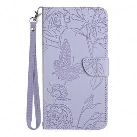 Folio Cover Poco X5 5G Farfalle E Cordino
