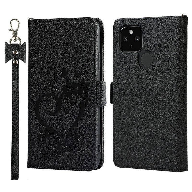Custodia in pelle Google Pixel 4A 5G Cuore Strappato