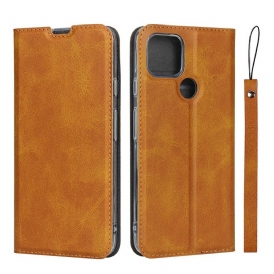 Folio Cover Google Pixel 4A 5G Custodia in pelle Strappy Di Classe In Ecopelle