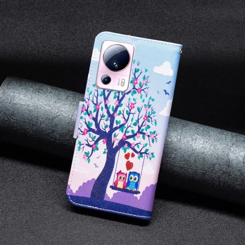 Custodia A Portafoglio Xiaomi 13 Lite Gufi Sull'altalena