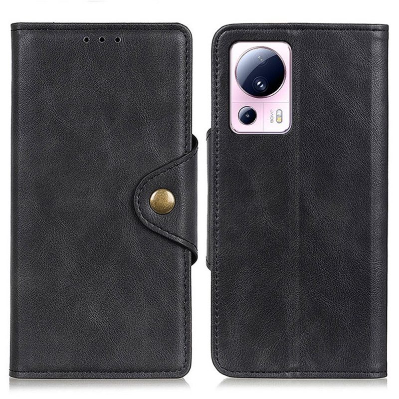 Custodia in pelle Xiaomi 13 Lite Bottone Magnetico