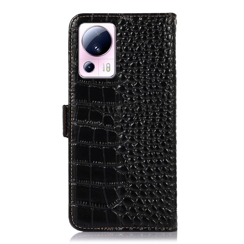 Custodia in pelle Xiaomi 13 Lite Rfid Stile Coccodrillo