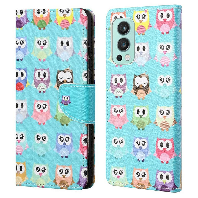 Custodia A Portafoglio OnePlus Nord 2 5G Gufi Multipli