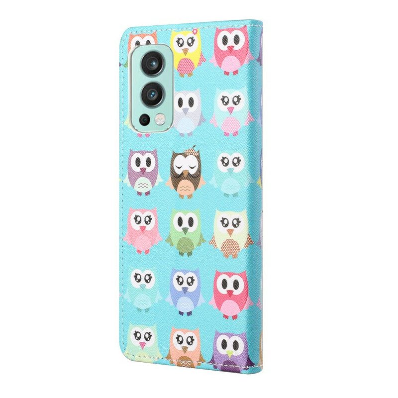 Custodia A Portafoglio OnePlus Nord 2 5G Gufi Multipli