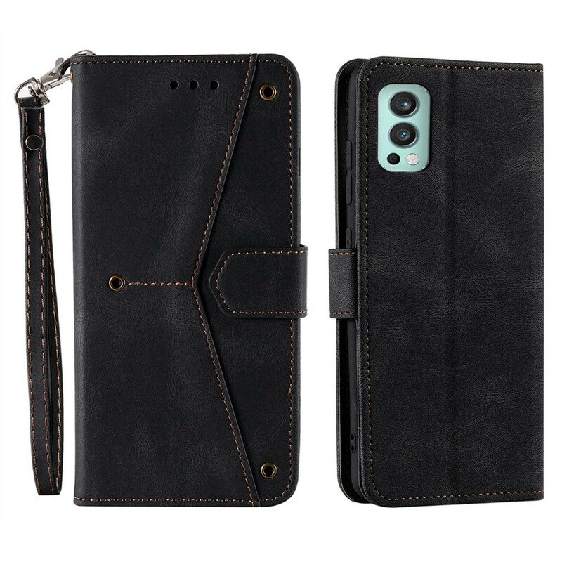 Custodia in pelle OnePlus Nord 2 5G Cuciture A Contatto Con La Pelle