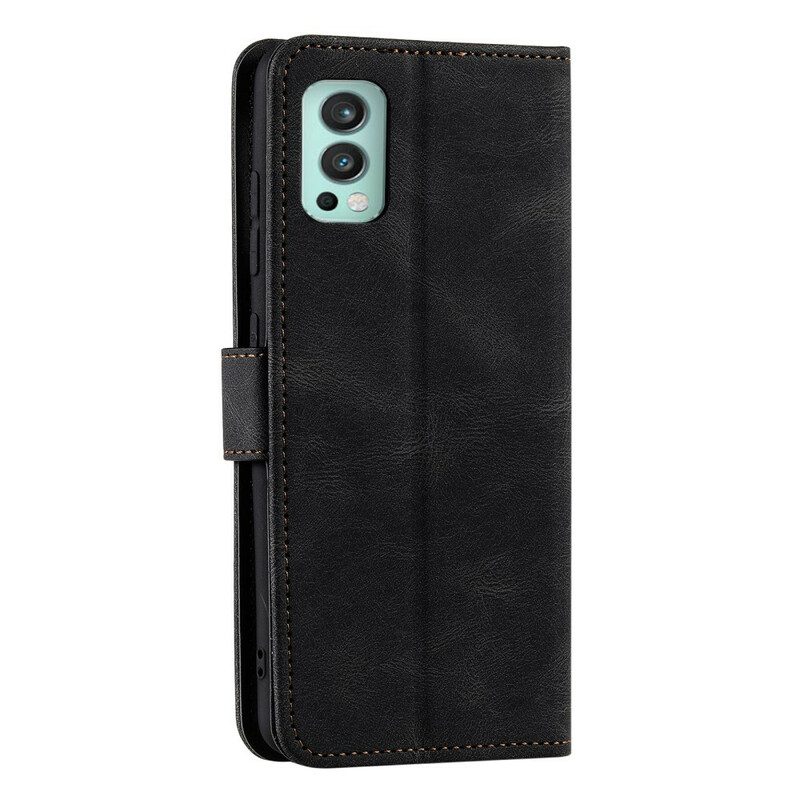 Custodia in pelle OnePlus Nord 2 5G Cuciture A Contatto Con La Pelle