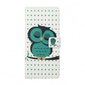 Custodia in pelle OnePlus Nord 2 5G Gufo Addormentato