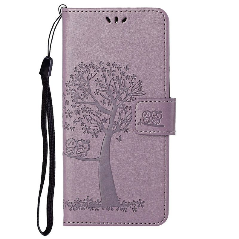 Custodia in pelle OnePlus Nord 2 5G Perizoma Albero E Gufi