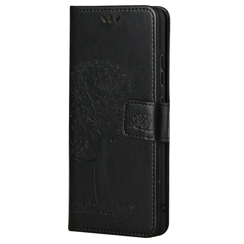 Custodia in pelle OnePlus Nord 2 5G Perizoma Albero E Gufi