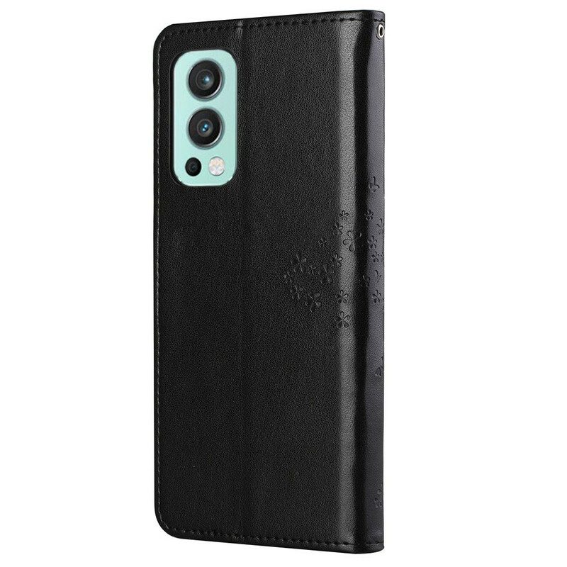 Custodia in pelle OnePlus Nord 2 5G Perizoma Albero E Gufi