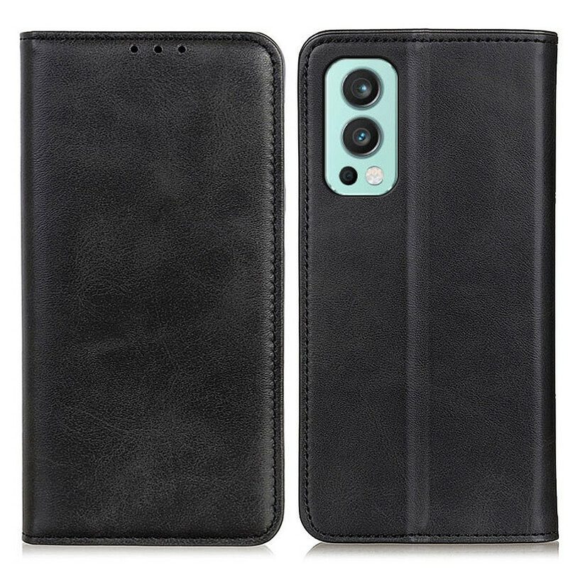 Folio Cover OnePlus Nord 2 5G Custodia in pelle Crosta Di Pelle Opaca