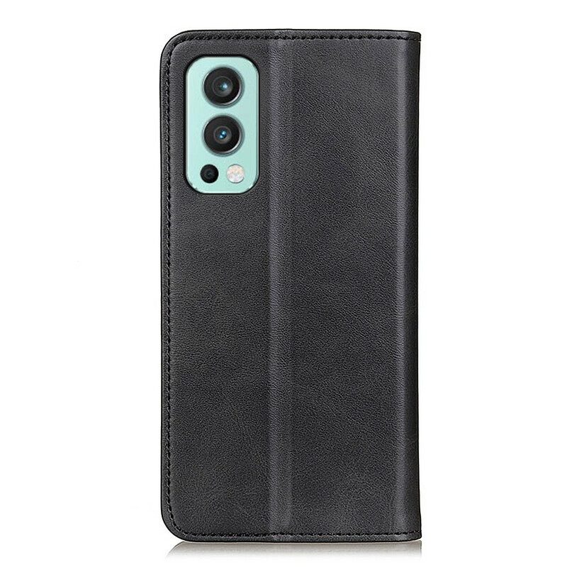 Folio Cover OnePlus Nord 2 5G Custodia in pelle Crosta Di Pelle Opaca