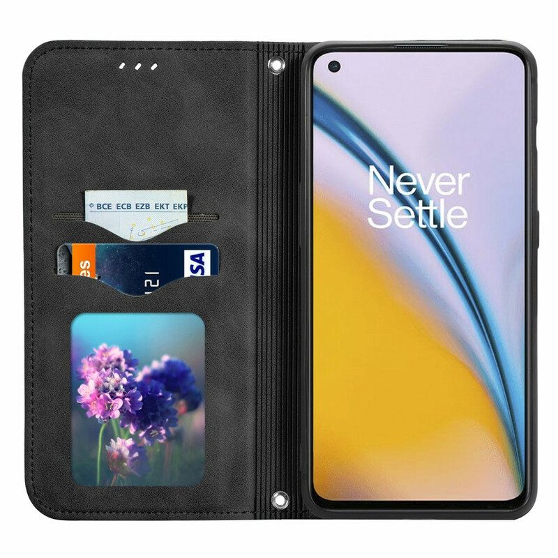 Folio Cover OnePlus Nord 2 5G Custodia in pelle Design Skin-touch