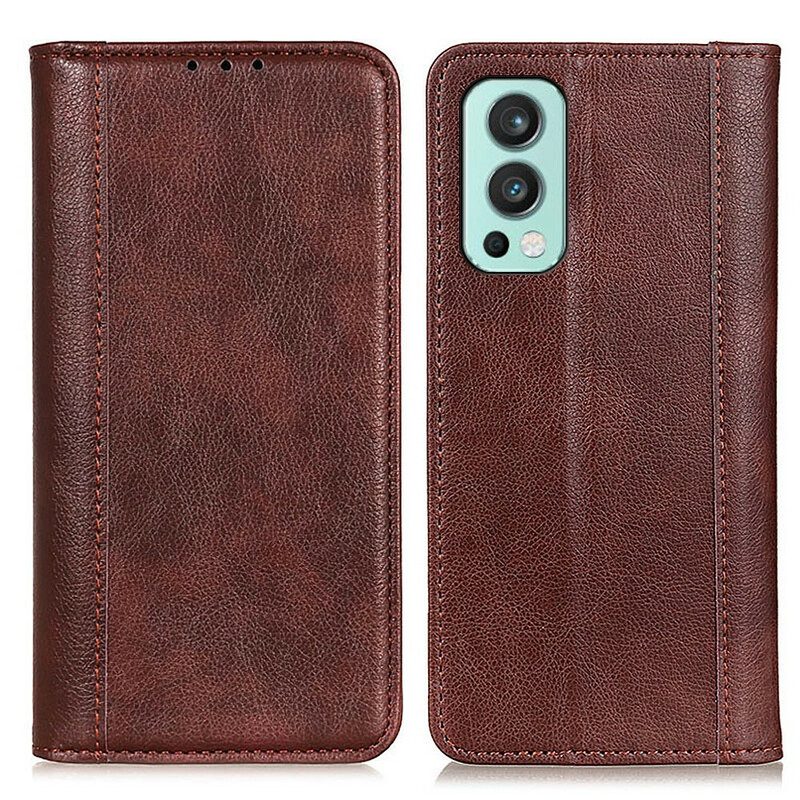 Folio Cover OnePlus Nord 2 5G Custodia in pelle Versione In Crosta Di Litchi