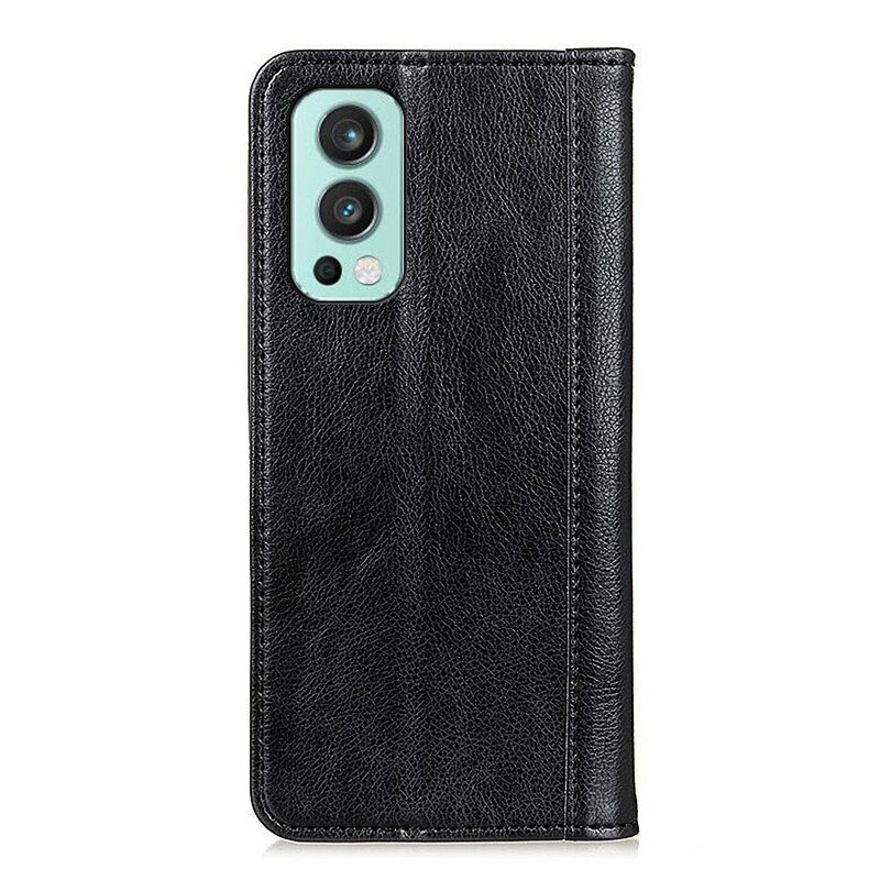 Folio Cover OnePlus Nord 2 5G Custodia in pelle Versione In Crosta Di Litchi
