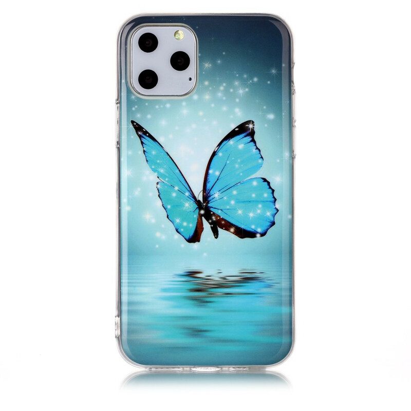 Cover iPhone 11 Pro Farfalla Blu Fluorescente