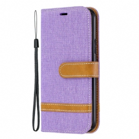 Custodia A Portafoglio iPhone 11 Pro Cinturino Effetto Tessuto E Pelle