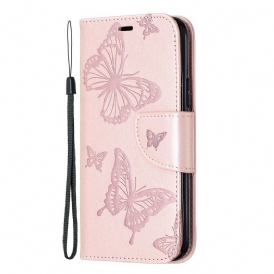 Custodia in pelle iPhone 11 Pro Farfalle Stampate Strappy