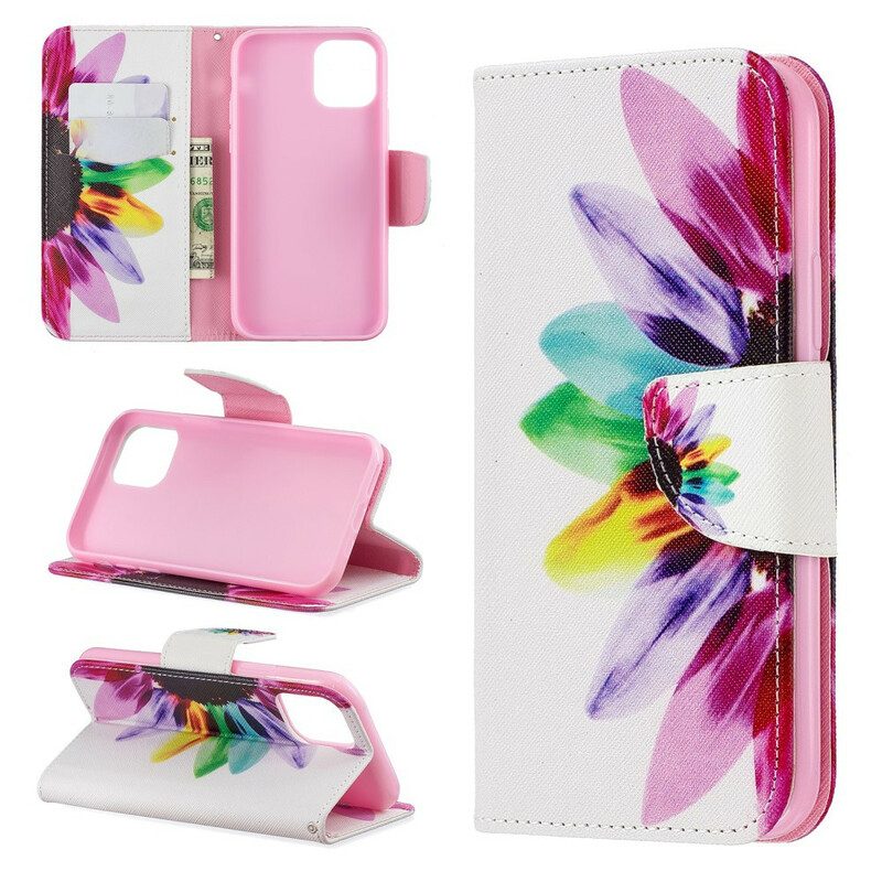 Custodia in pelle iPhone 11 Pro Fiore Dell'acquerello