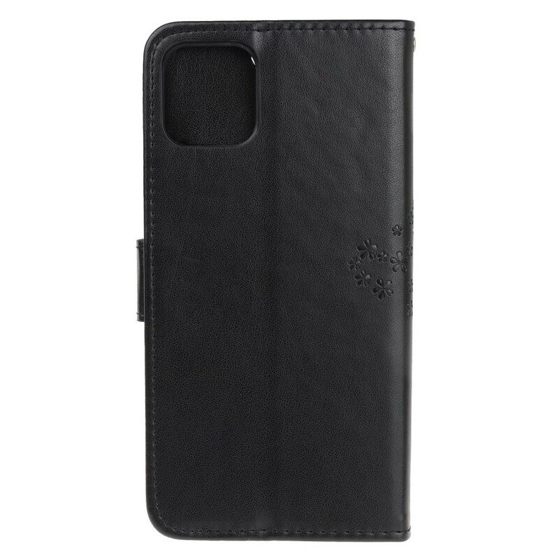 Custodia in pelle iPhone 11 Pro Perizoma Albero E Gufi