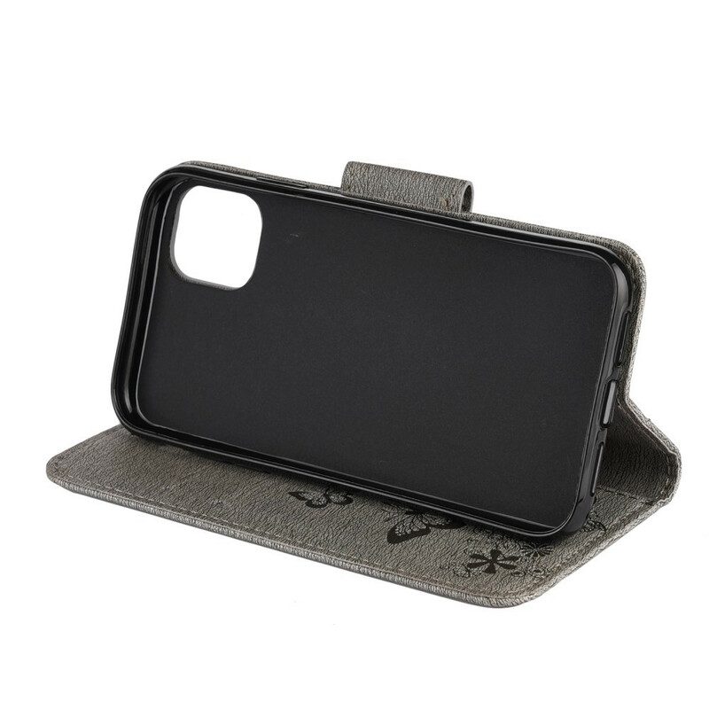 Custodia in pelle iPhone 11 Pro Splendide Farfalle Cinturino