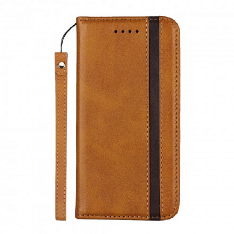 Folio Cover iPhone 11 Pro Custodia in pelle Effetto Pelle Bicolore Con Cinturino
