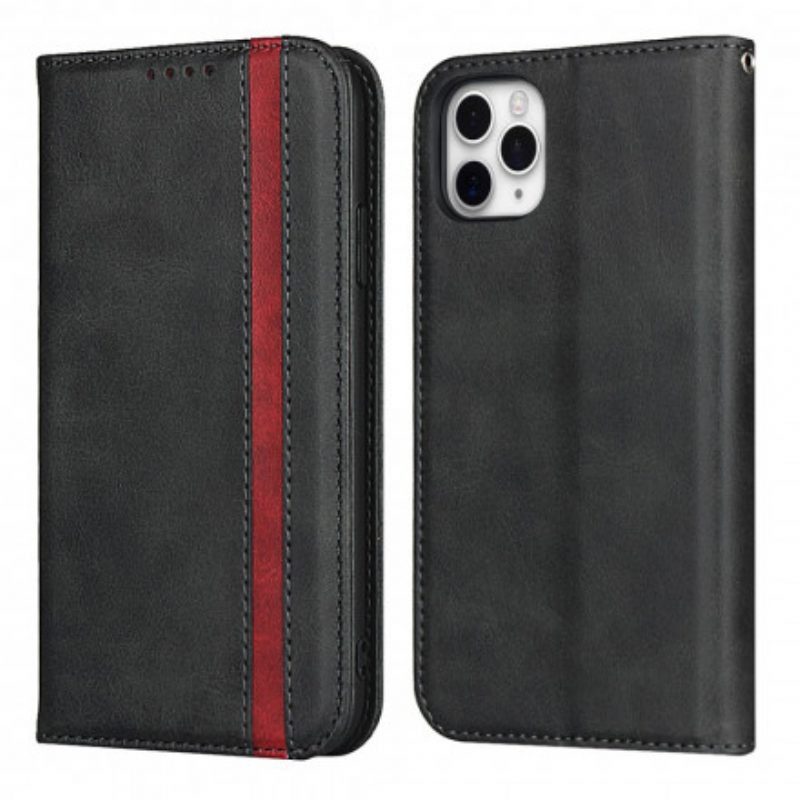 Folio Cover iPhone 11 Pro Custodia in pelle Effetto Pelle Bicolore Con Cinturino